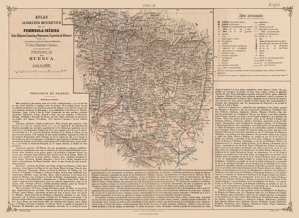Huesca Province Spain - Valverde 1880