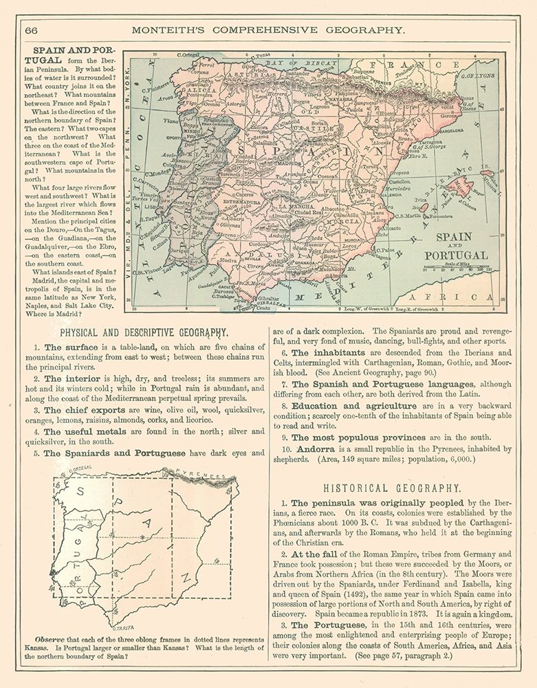 Spain Portugal - Monteith 1882