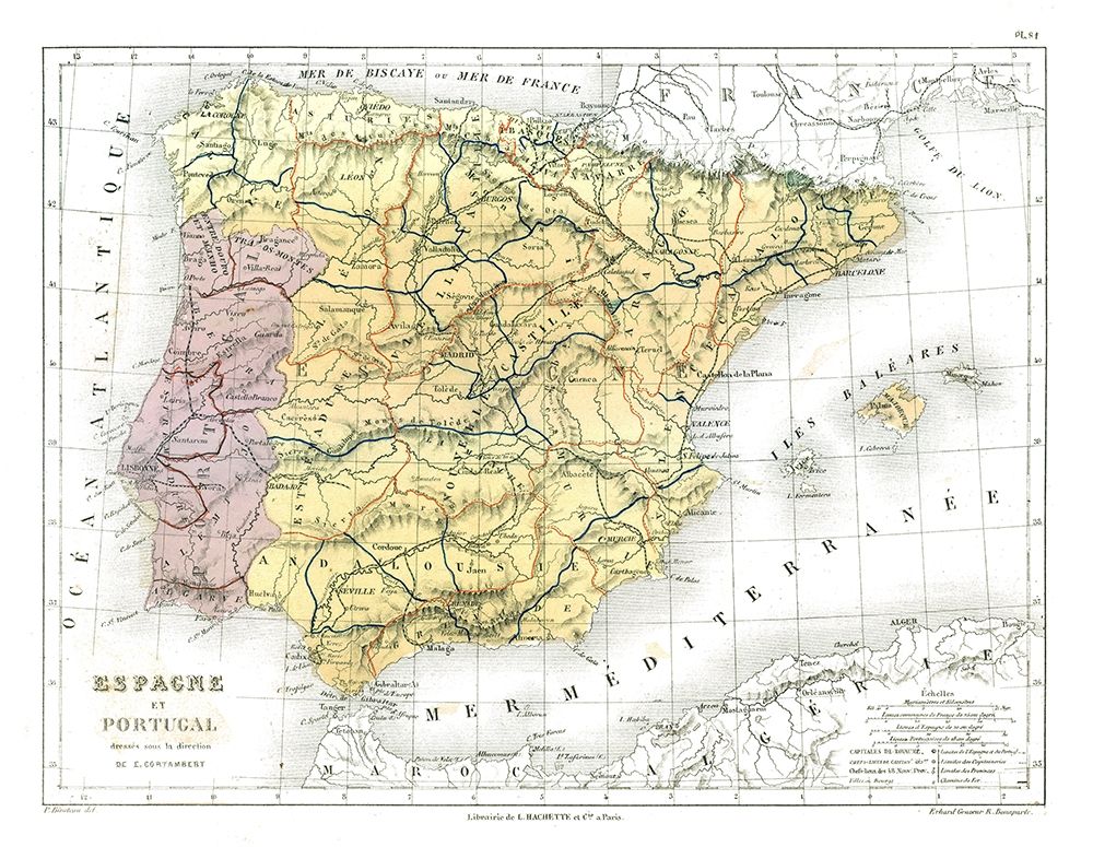 Spain Portugal - Cortambert 1880