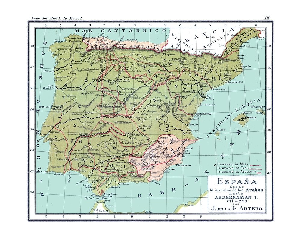 Spain 711 AD to 756 AD - Artero 1879