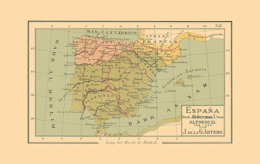 Spain 756 AD to 866 AD - Artero 1879