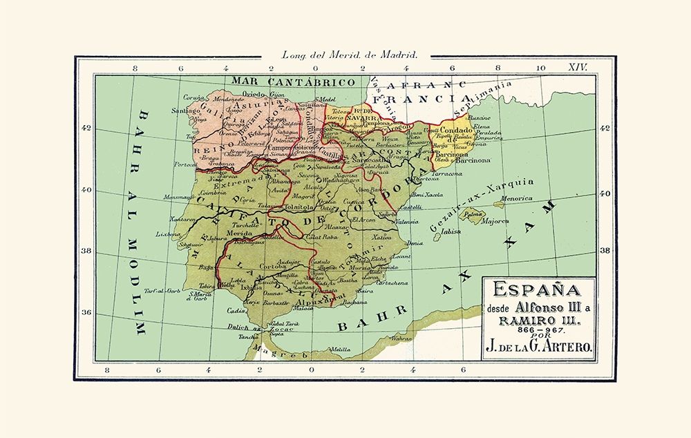 Spain 866 AD to 967 AD - Artero 1879