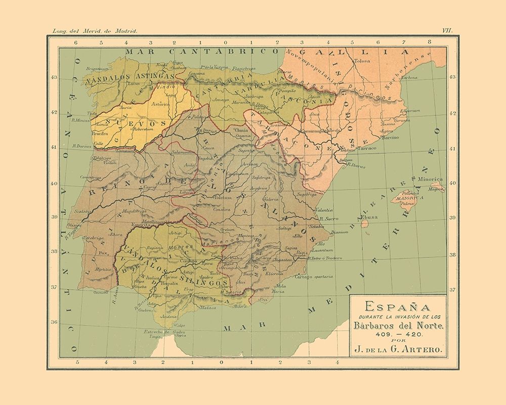 Spain 409 AD to 420 AD - Artero 1879
