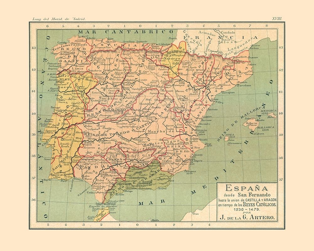 Spain 1230 AD to 1479 AD - Artero 1879