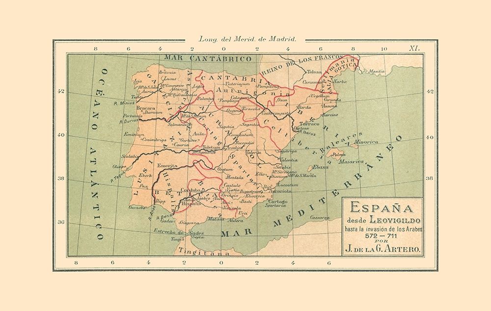 Spain 572 AD to 711 AD - Artero 1879