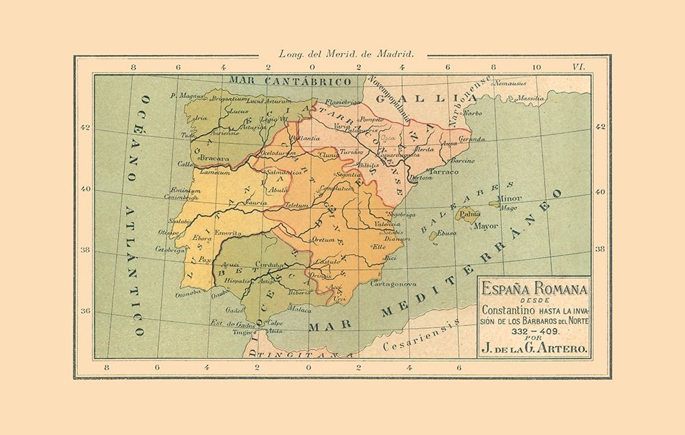 Spain 332 AD to 409 AD - Artero 1879