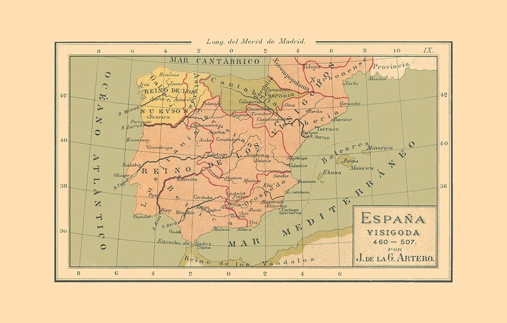Spain 460 AD to 507 AD - Artero 1879