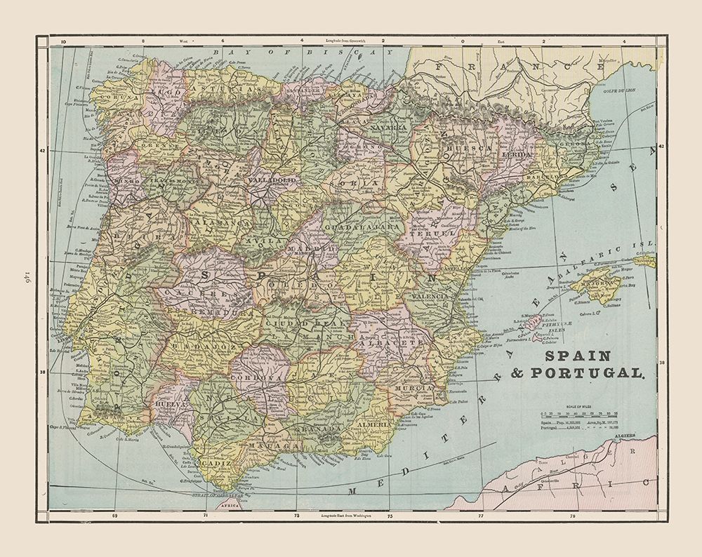 Spain Portugal - Cram 1892
