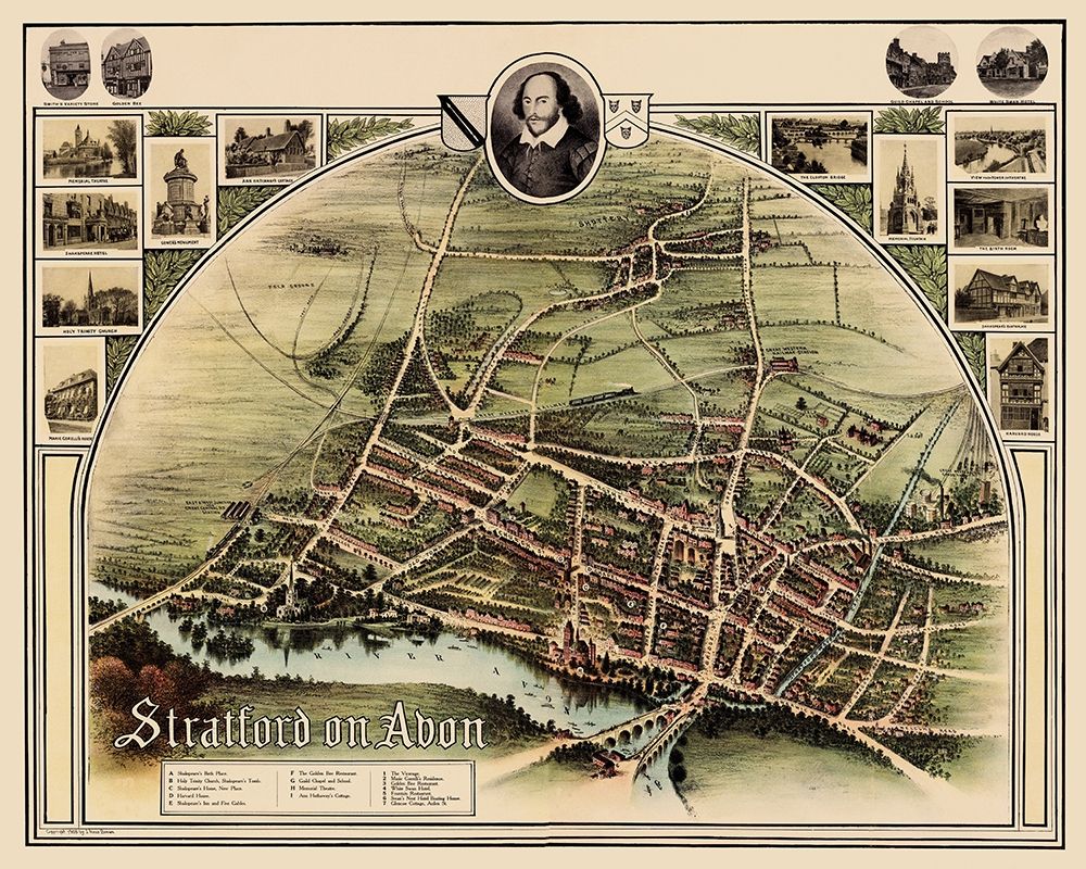 Stratford upon Avon England Panoramic - Brown 1908
