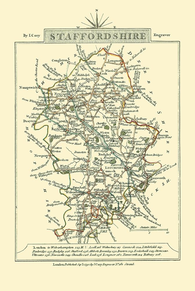 Staffordshire County England - Cary 1792