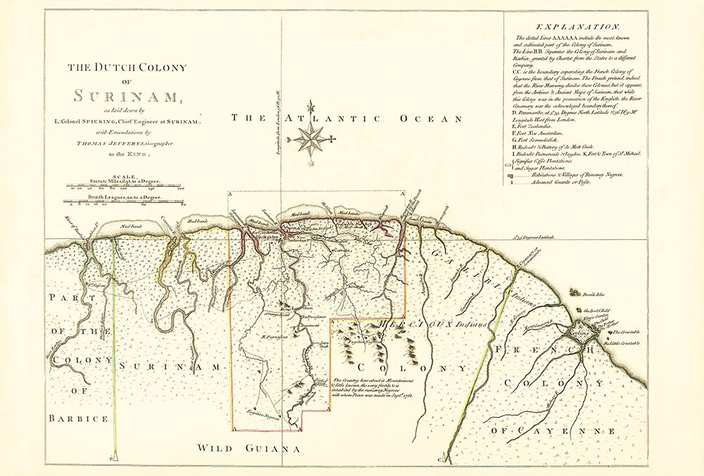 Dutch Colony Surinam South America - Jefferys 1771