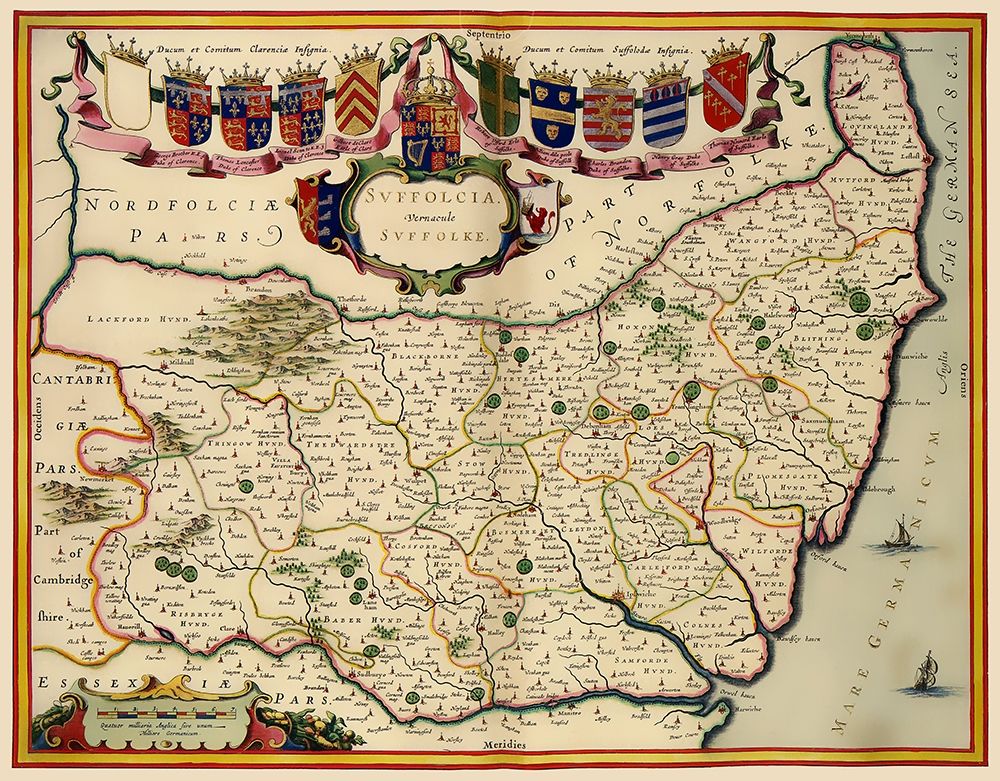Suffolk County England - Blaeu 1646