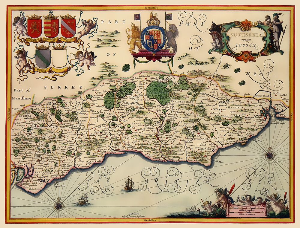 Sussex County England - Jansson 1646