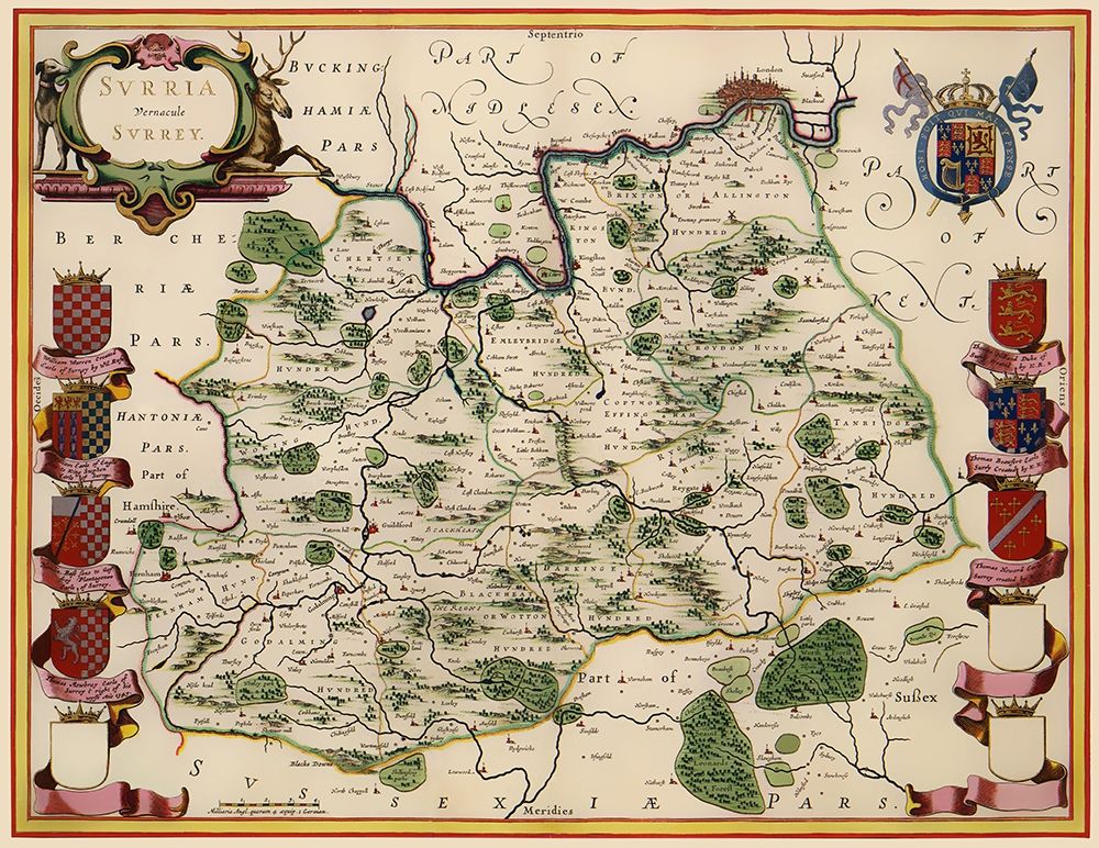 Surrey County England - Blaeu 1645