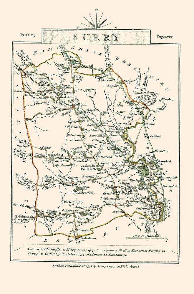 Surrey County England - Cary 1792