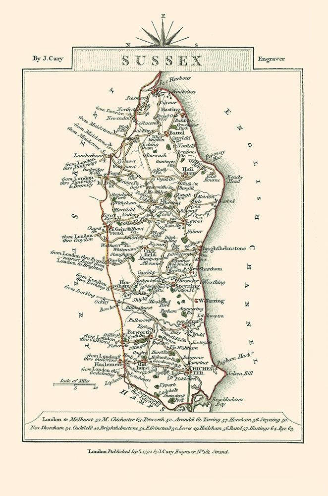 Sussex County England - Cary 1792
