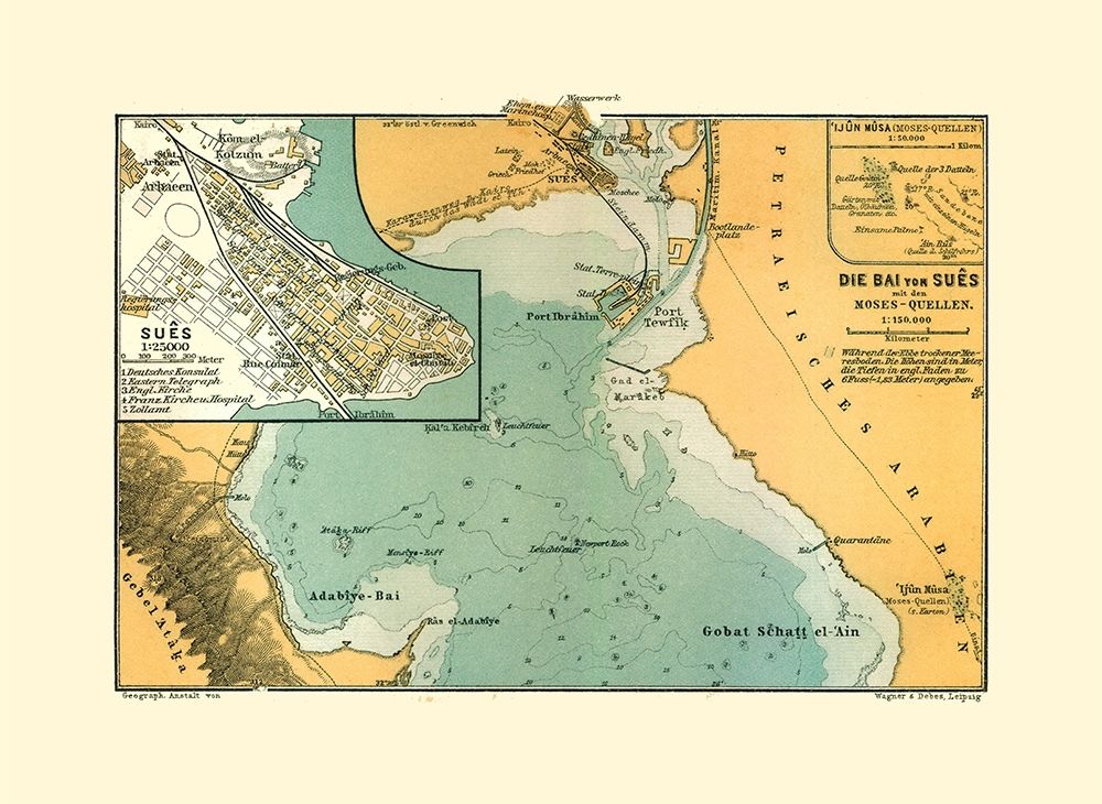 Suez Egypt - Baedeker 1913