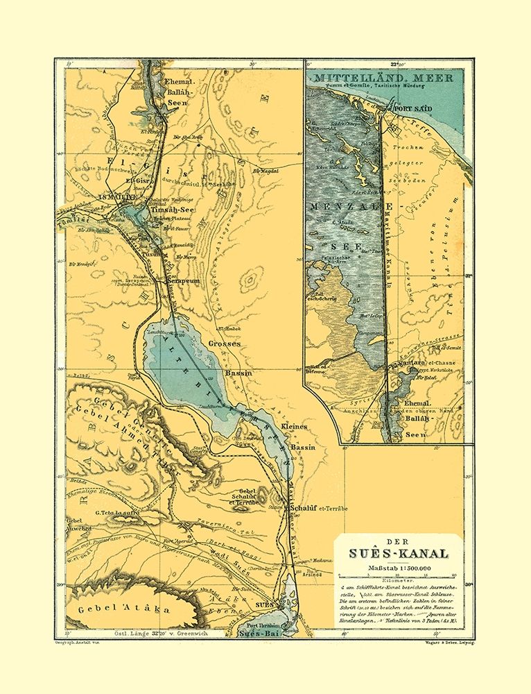 Suez Canal Egypt - Baedeker 1913
