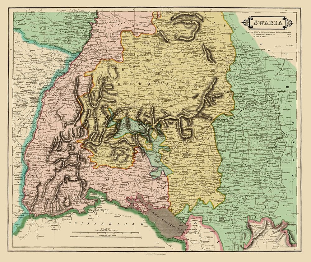 Swabia Region Germany - Hamilton 1831