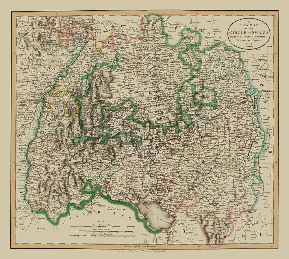 Swabia Region Germany - Cary 1799