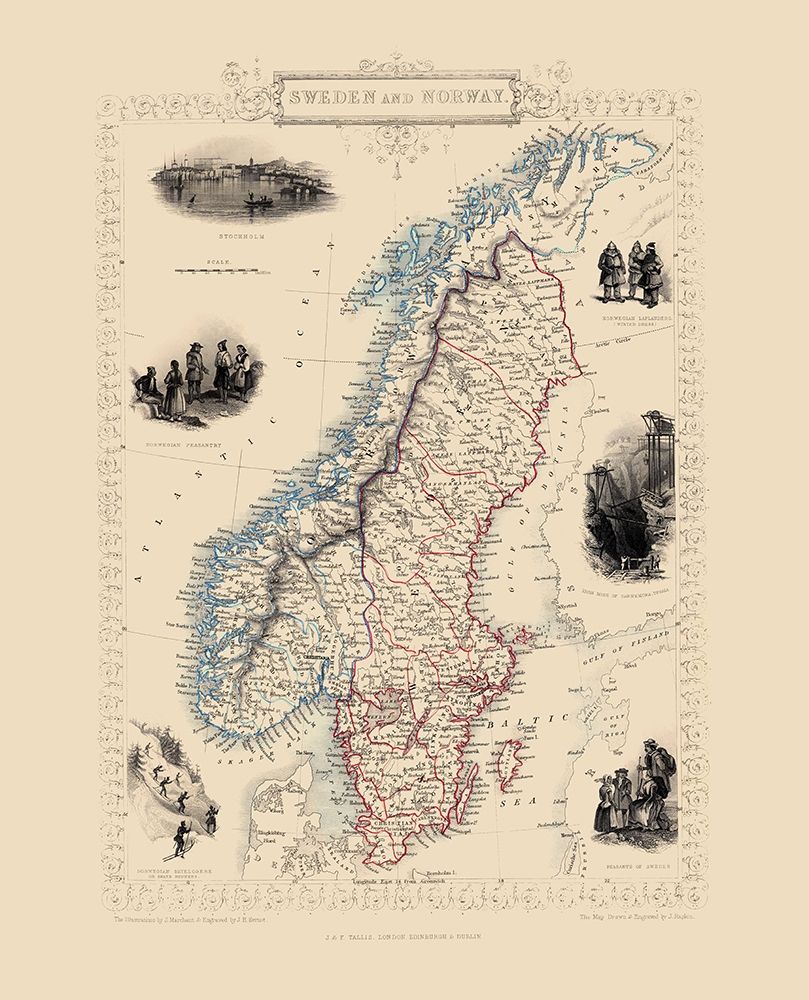 Sweden Norway - Tallis 1851