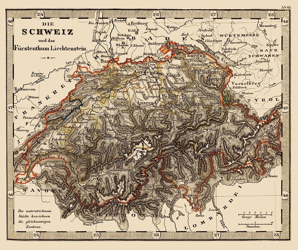 Liechtenstein Switzerland - Stieler 1852