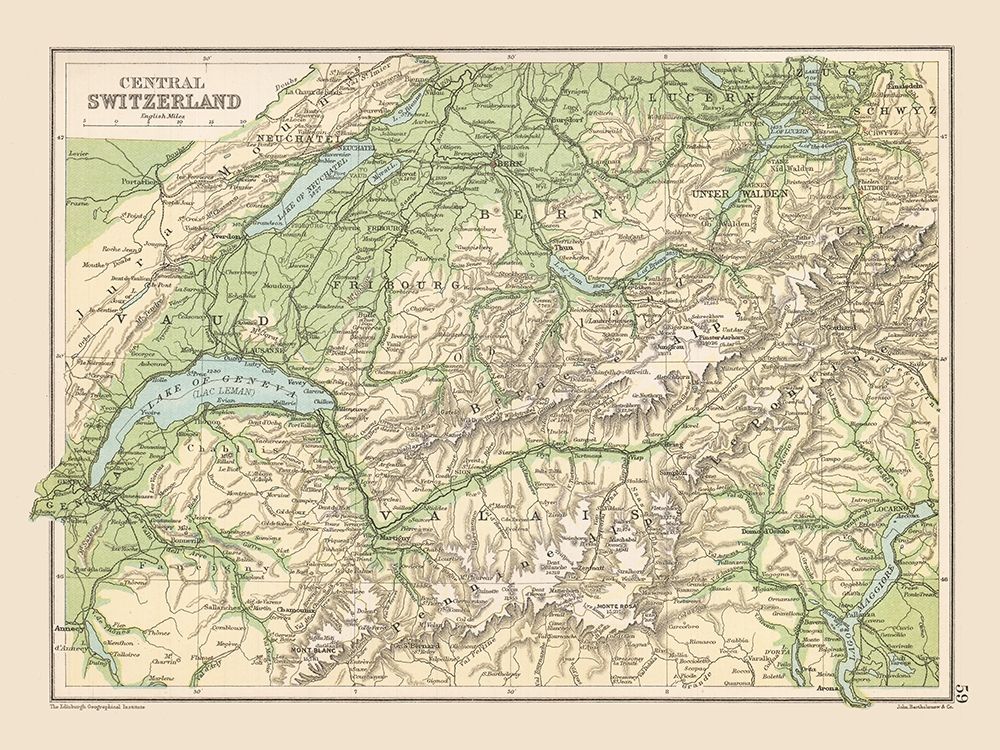 Central Switzerland - Bartholomew 1892