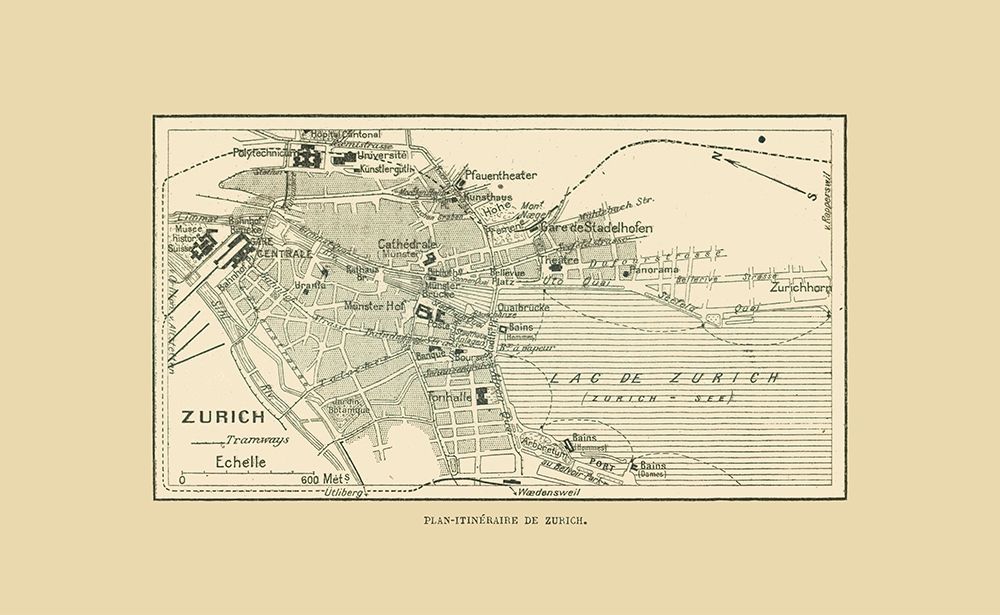 Zurich Switzerland Route Plan - Swiss Guide 1917