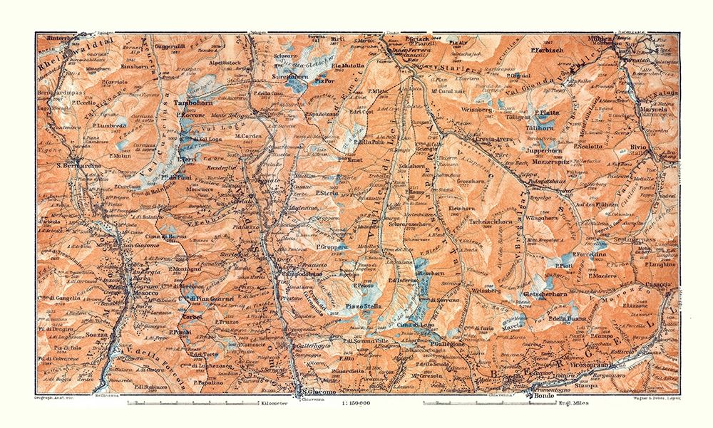 Valley Giacomo Region Switzerland - Baedeker 1921