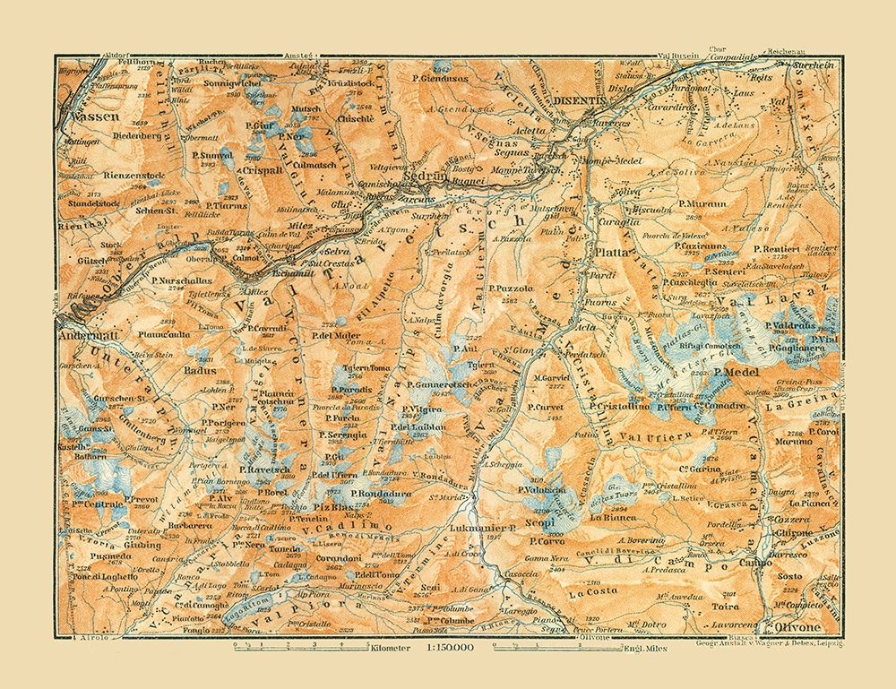 Val Tavetsch Region Switzerland - Baedeker 1921