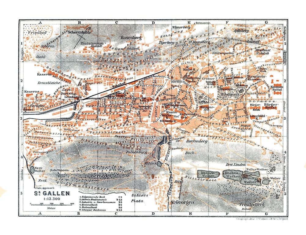 St Gallen Switzerland - Baedeker 1921