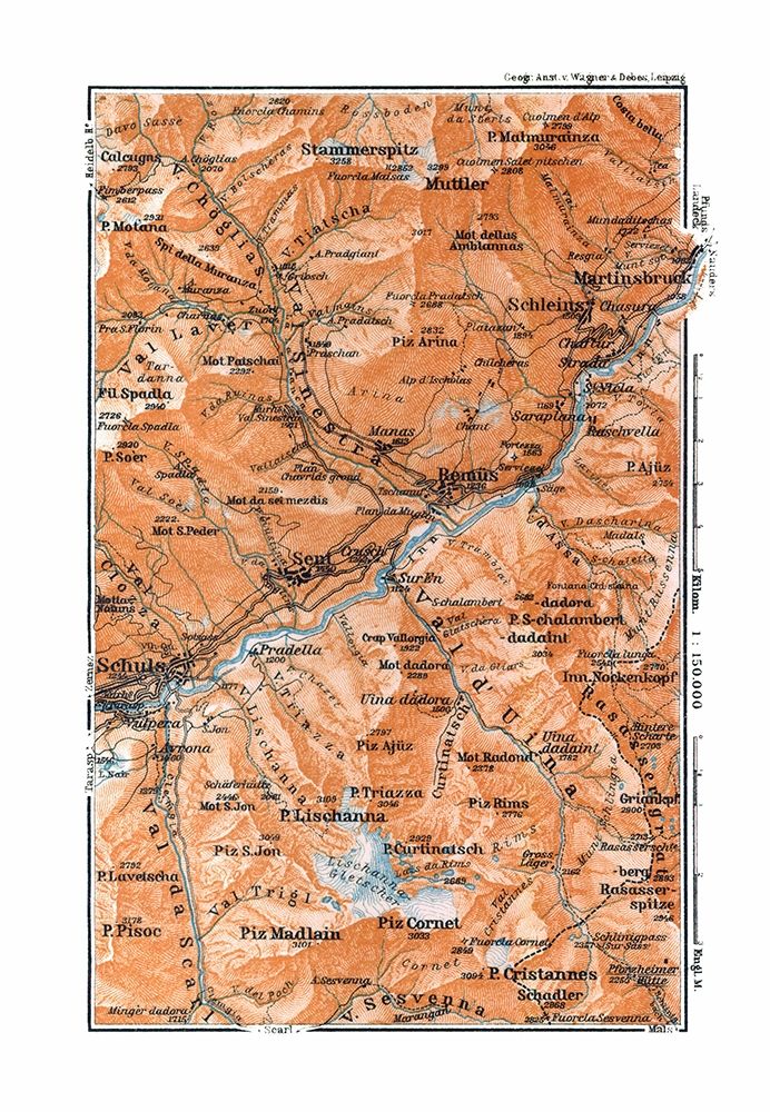 Martinsbruck Region Switzerland - Baedeker 1921