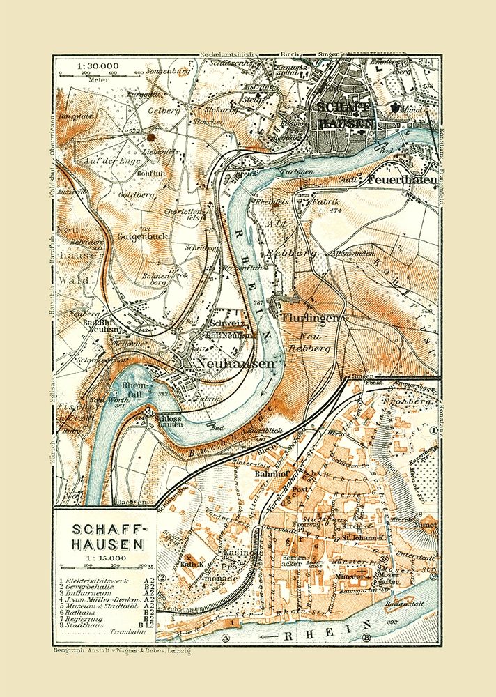 Schaffhausen Switzerland - Baedeker 1921