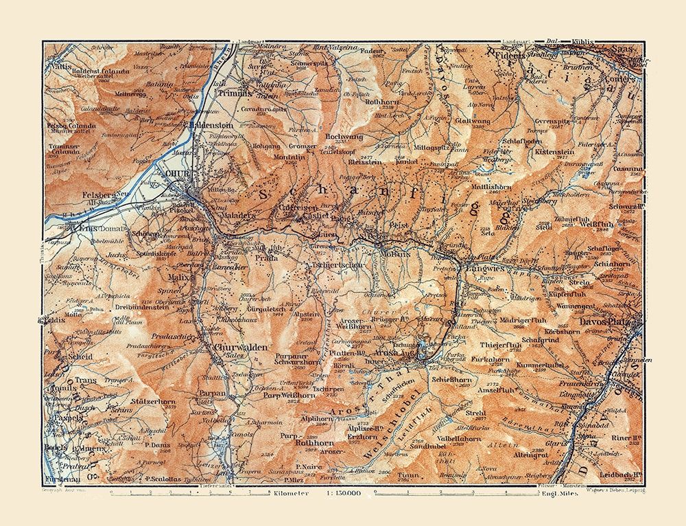 Schanfigg Region Switzerland - Baedeker 1921