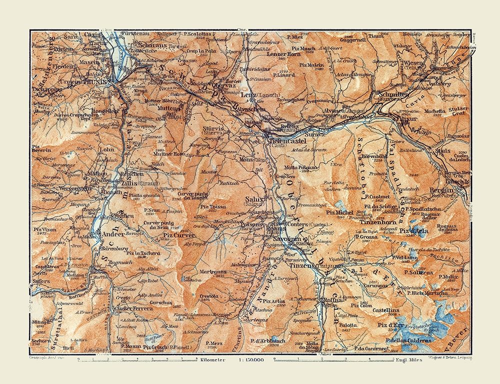 Oberhalbstein Region Switzerland - Baedeker 1921