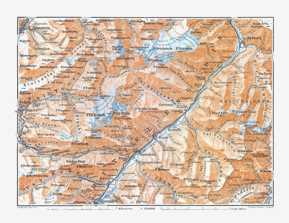 Engadin Region Switzerland - Baedeker 1921