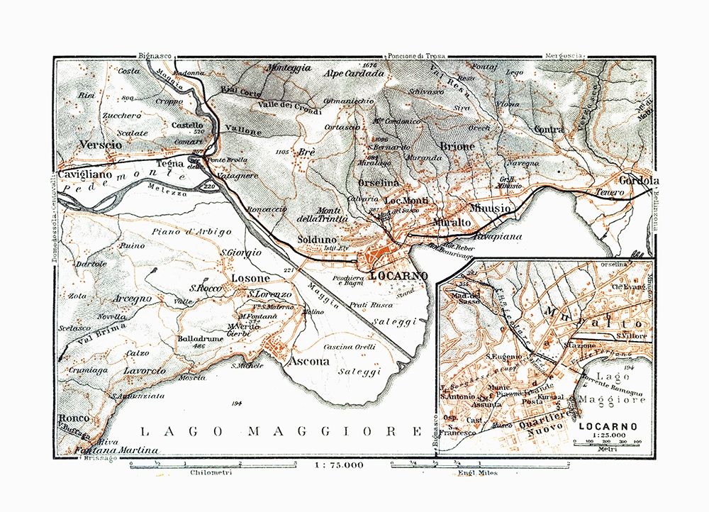 Locarno Region Switzerland - Baedeker 1921