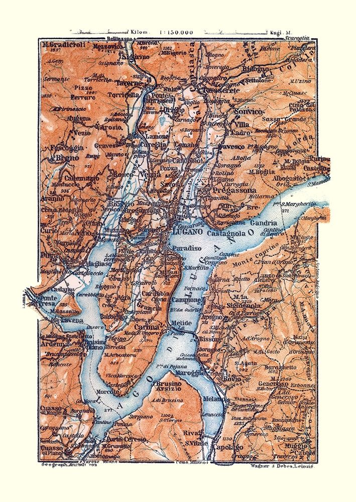 Lugano Switzerland - Baedeker 1921