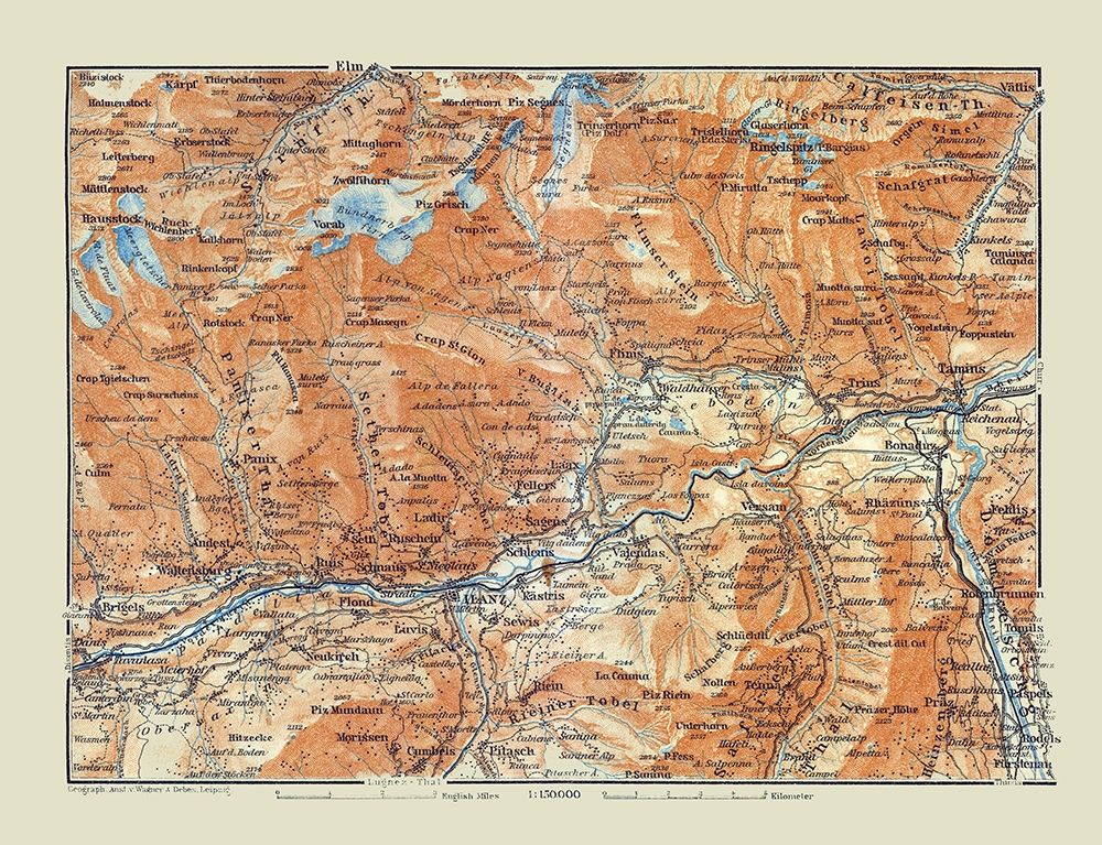 Ilanz Region Switzerland - Baedeker 1921