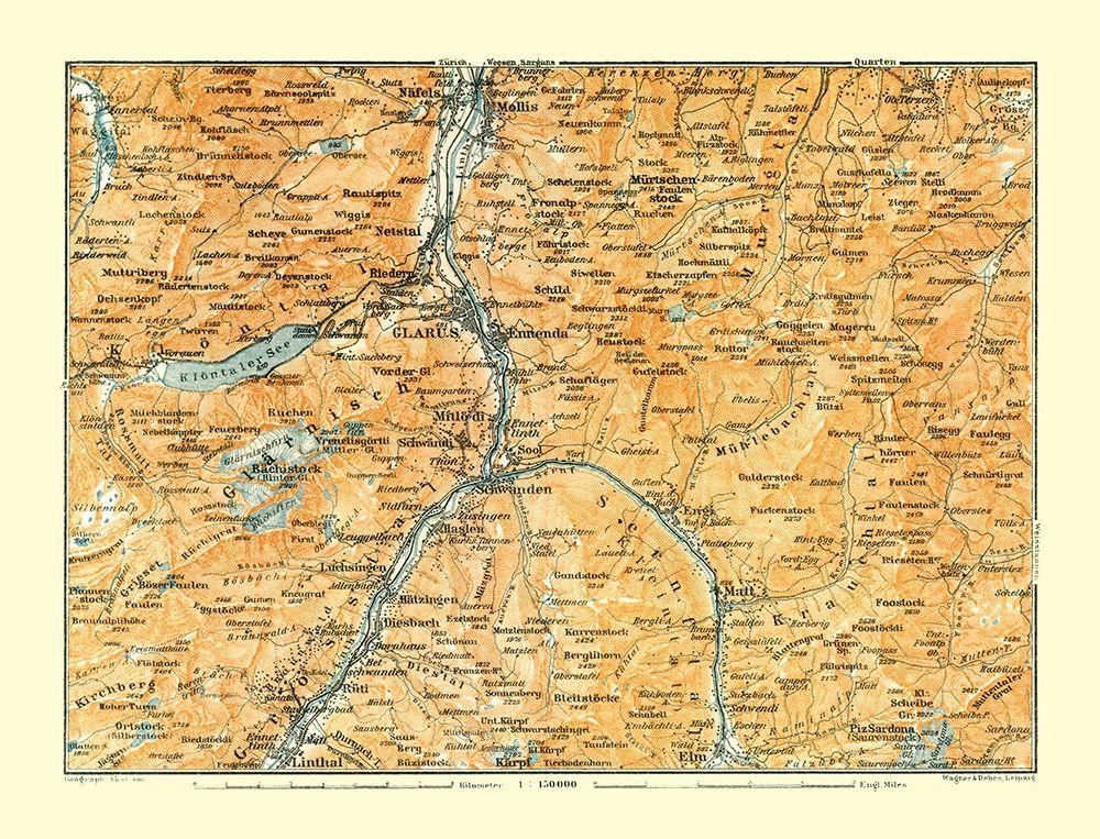 Glarus Region Switzerland - Baedeker 1921