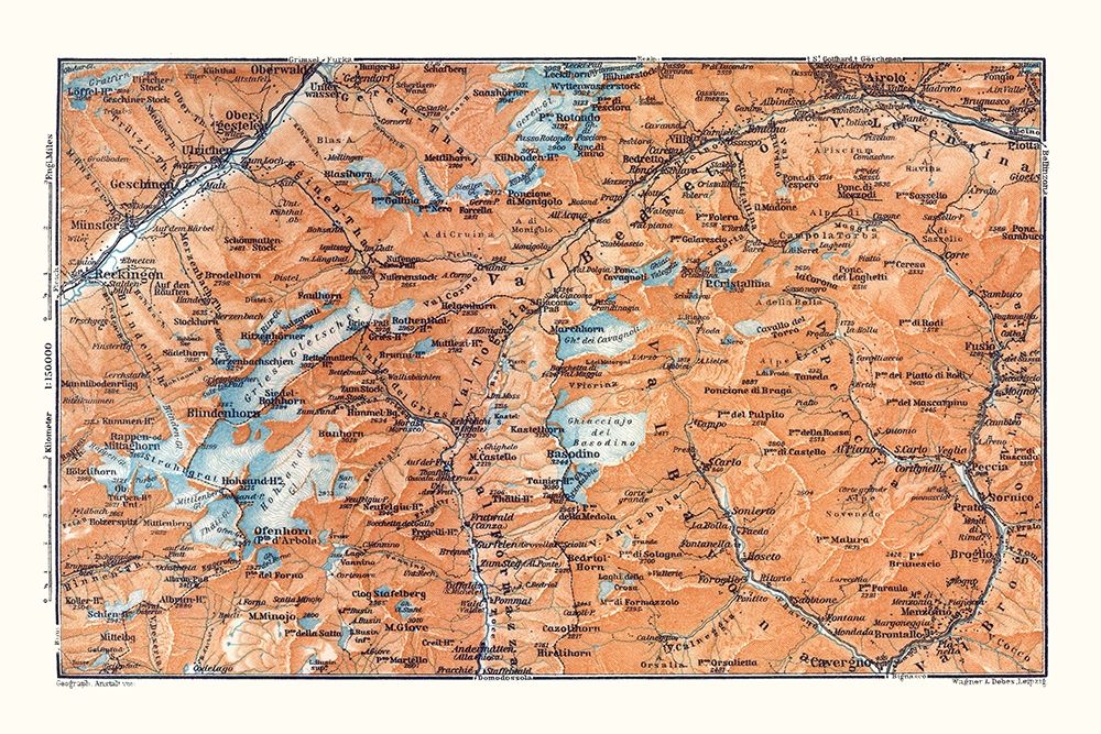 Gries Glacier Region Switzerland - Baedeker 1921