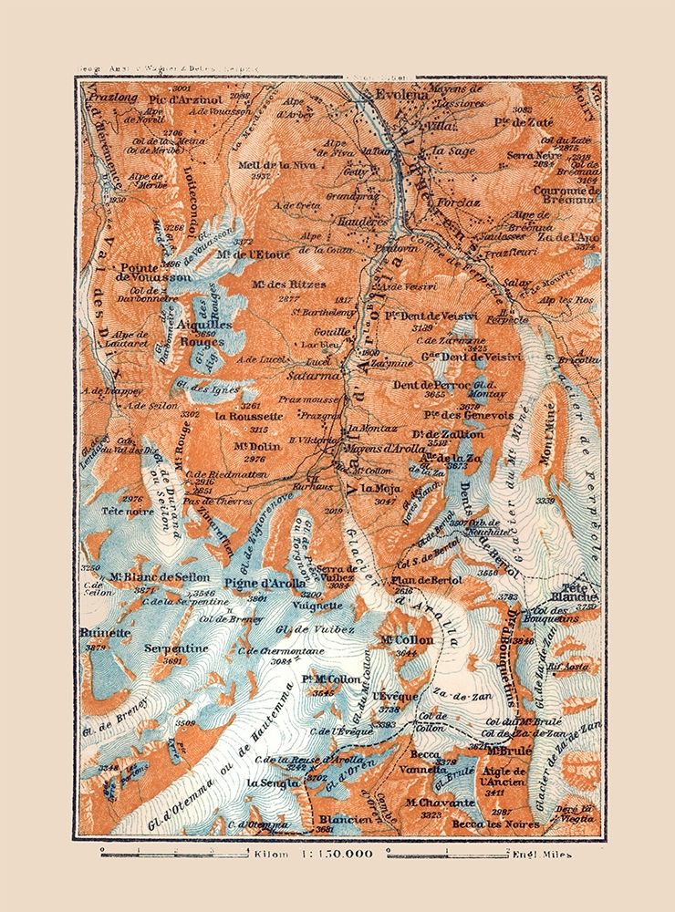 Arolla Region Switzerland - Baedeker 1921