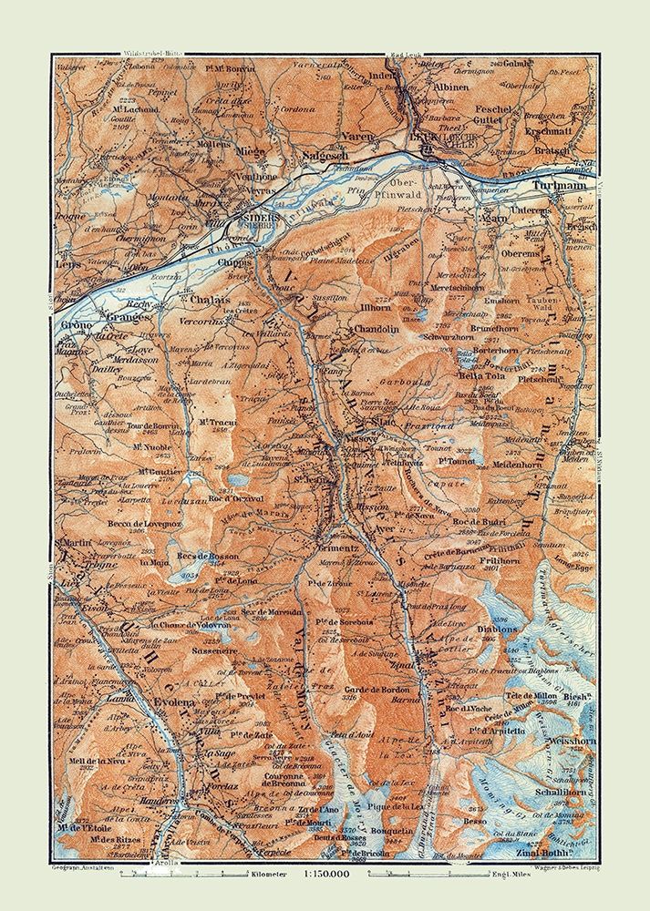 Val dAnniviers Region Switzerland - Baedeker 1921