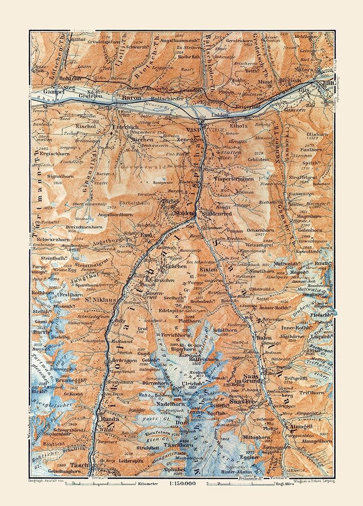 Stalden Region Switzerland - Baedeker 1921