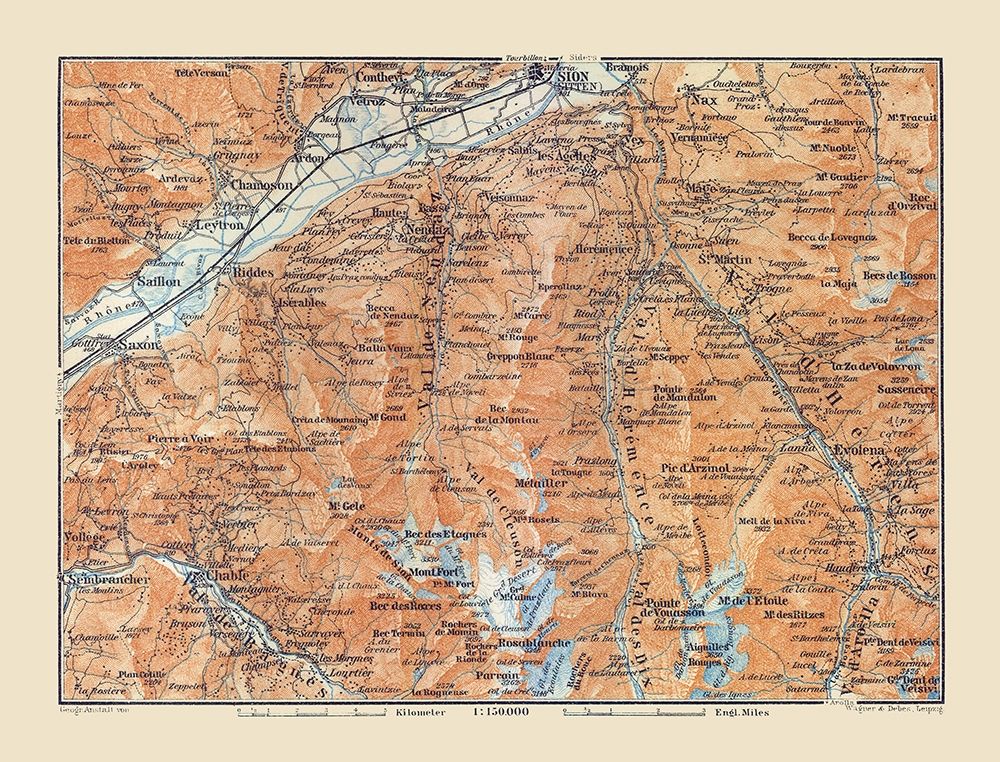 South Sion Region Switzerland - Baedeker 1921