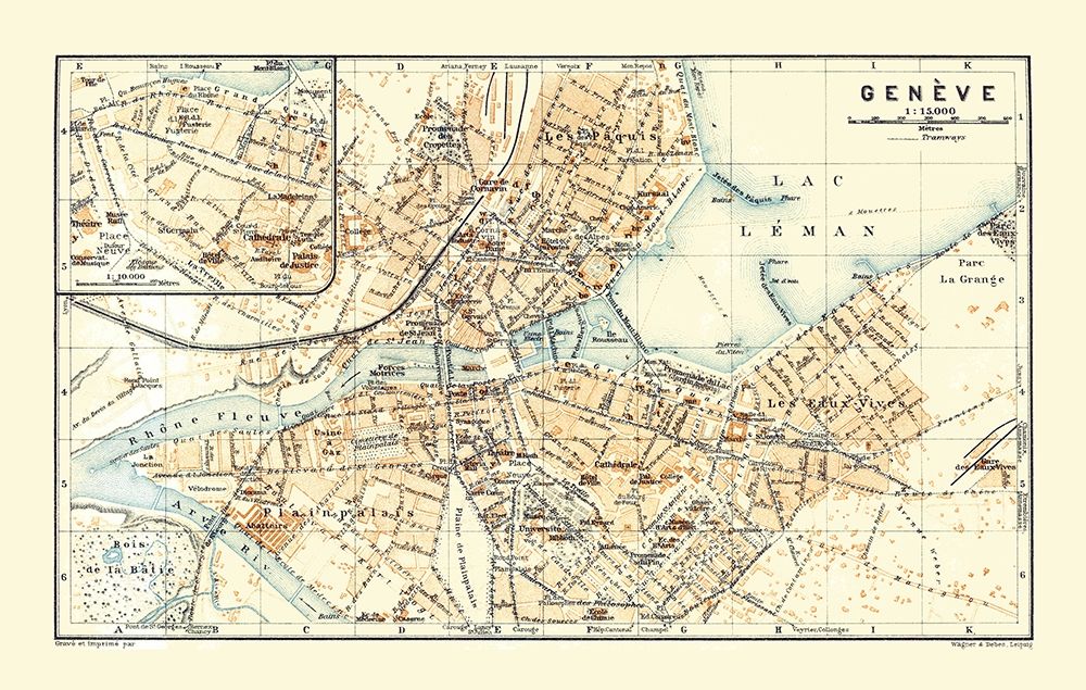 Geneva Switzerland - Baedeker 1921