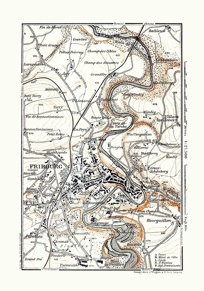 Fribourg Switzerland - Baedeker 1921