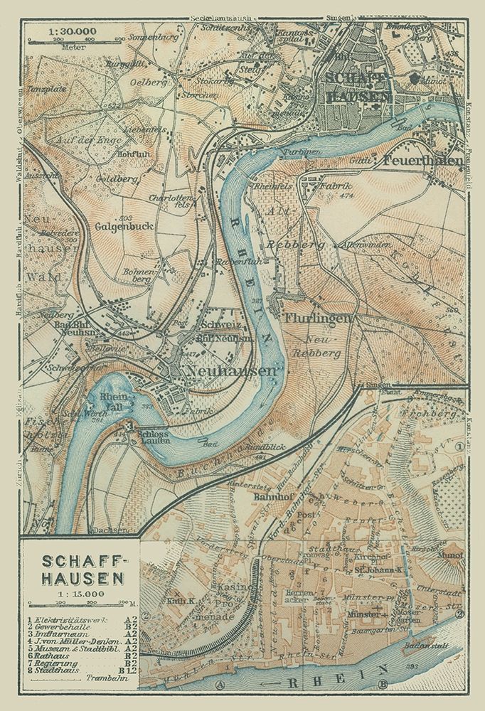 Schaffhausen Switzerland - Baedeker 1914