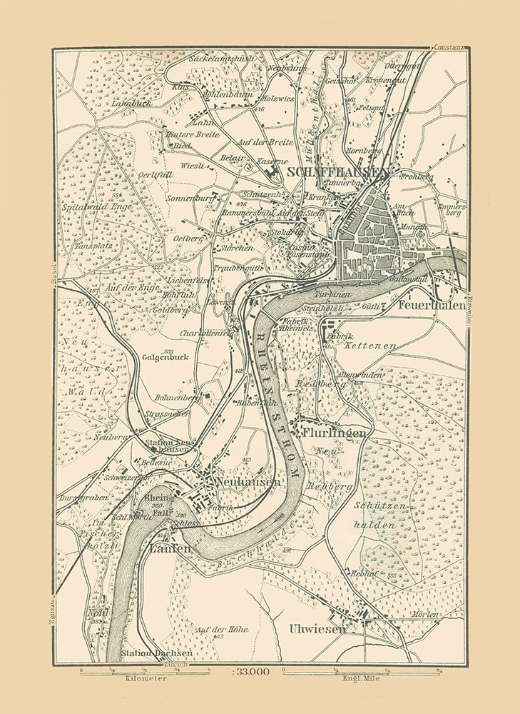 Schaffhausen Switzerland - Baedeker 1896