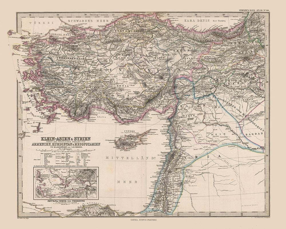 Asia Minor Syria Turkey - Stieler 1885